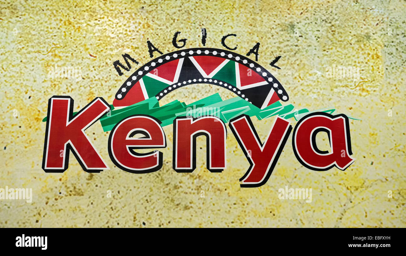 Segno di benvenuto al Kenyatta International Conference Centre situato nel quartiere centrale degli affari di Nairobi Foto Stock