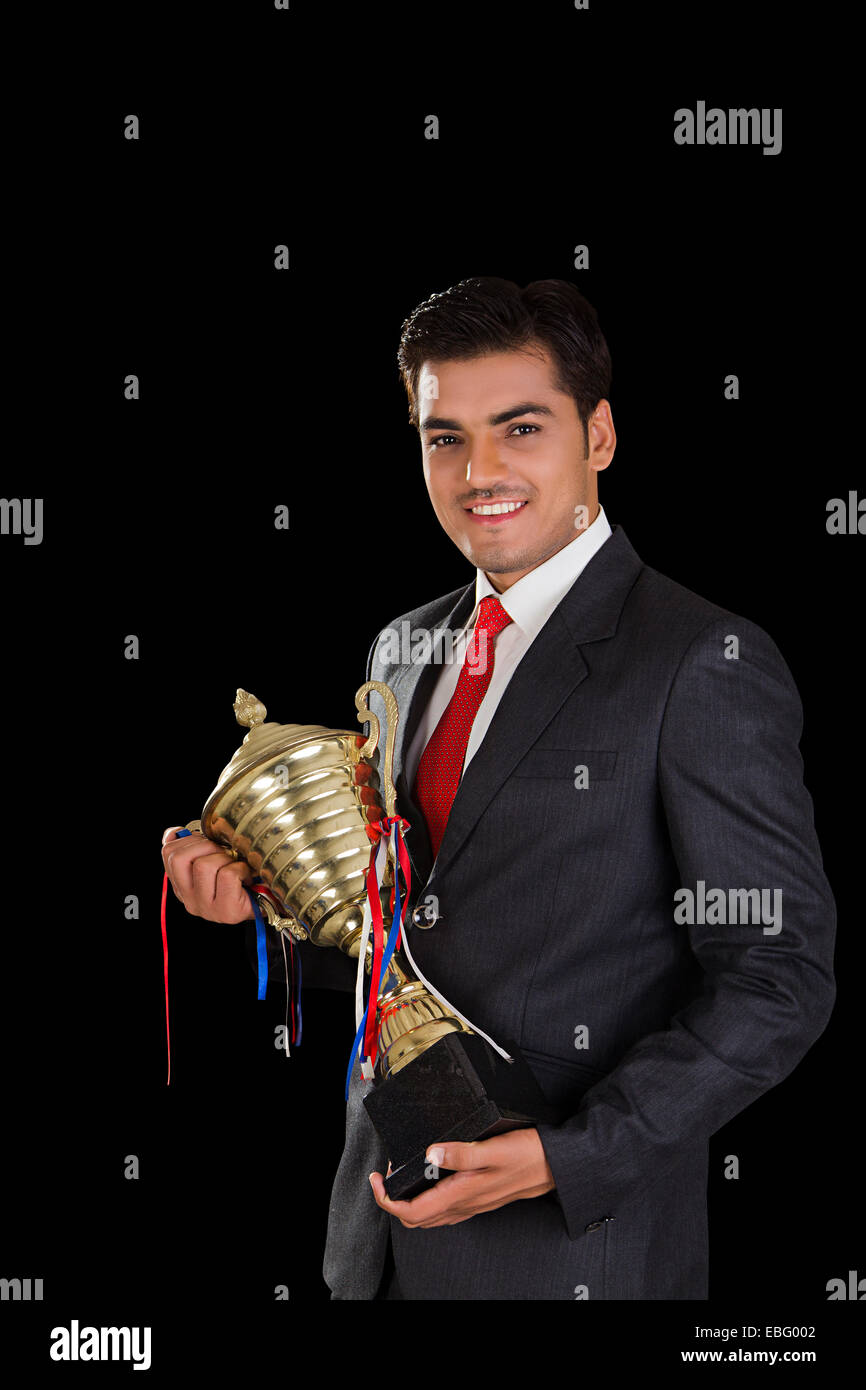 Indian business man la vittoria del Trofeo Award Foto Stock