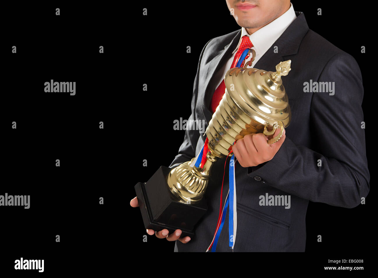 Indian business man la vittoria del Trofeo Award Foto Stock