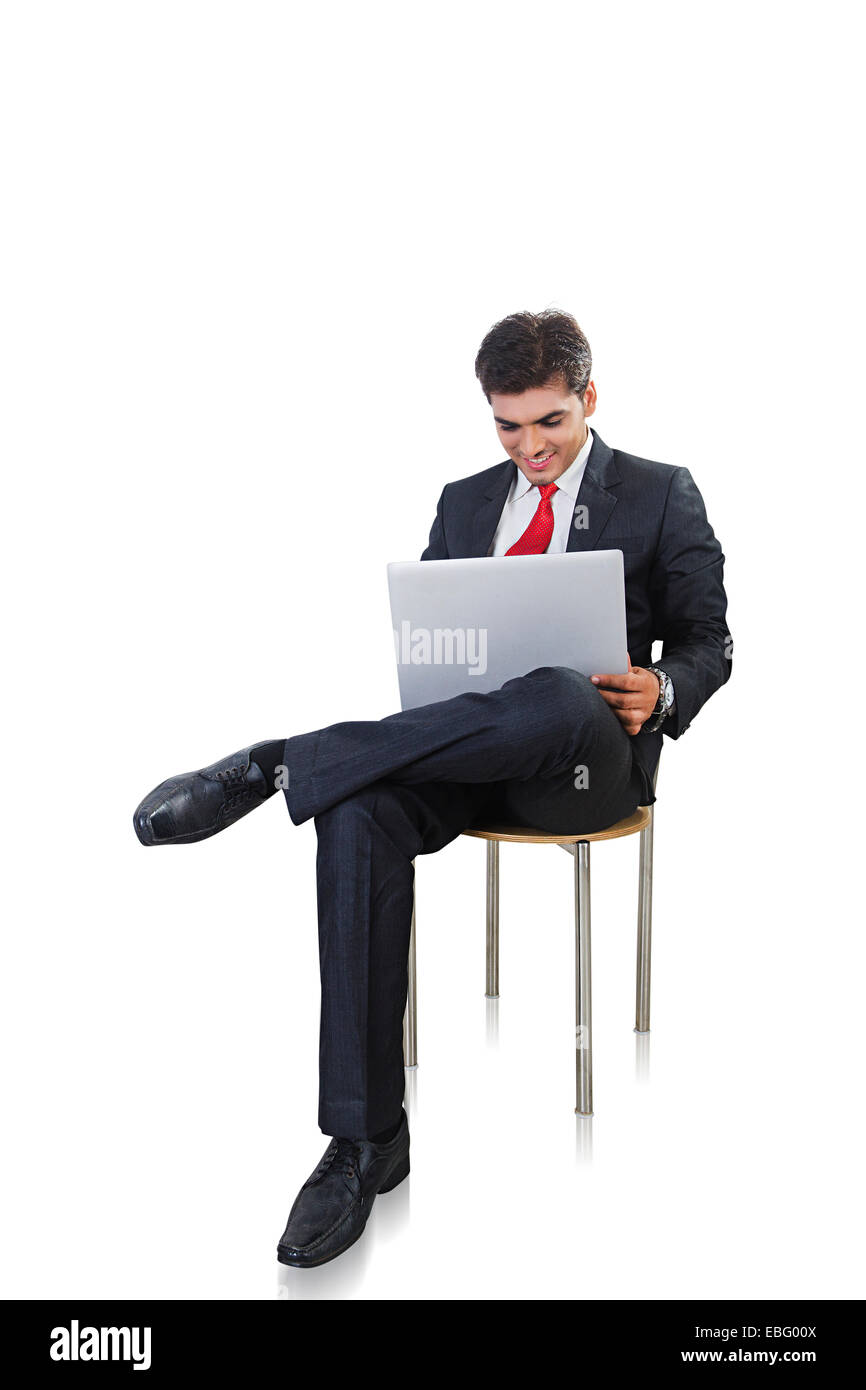 Indian business man laptop di lavoro Foto Stock