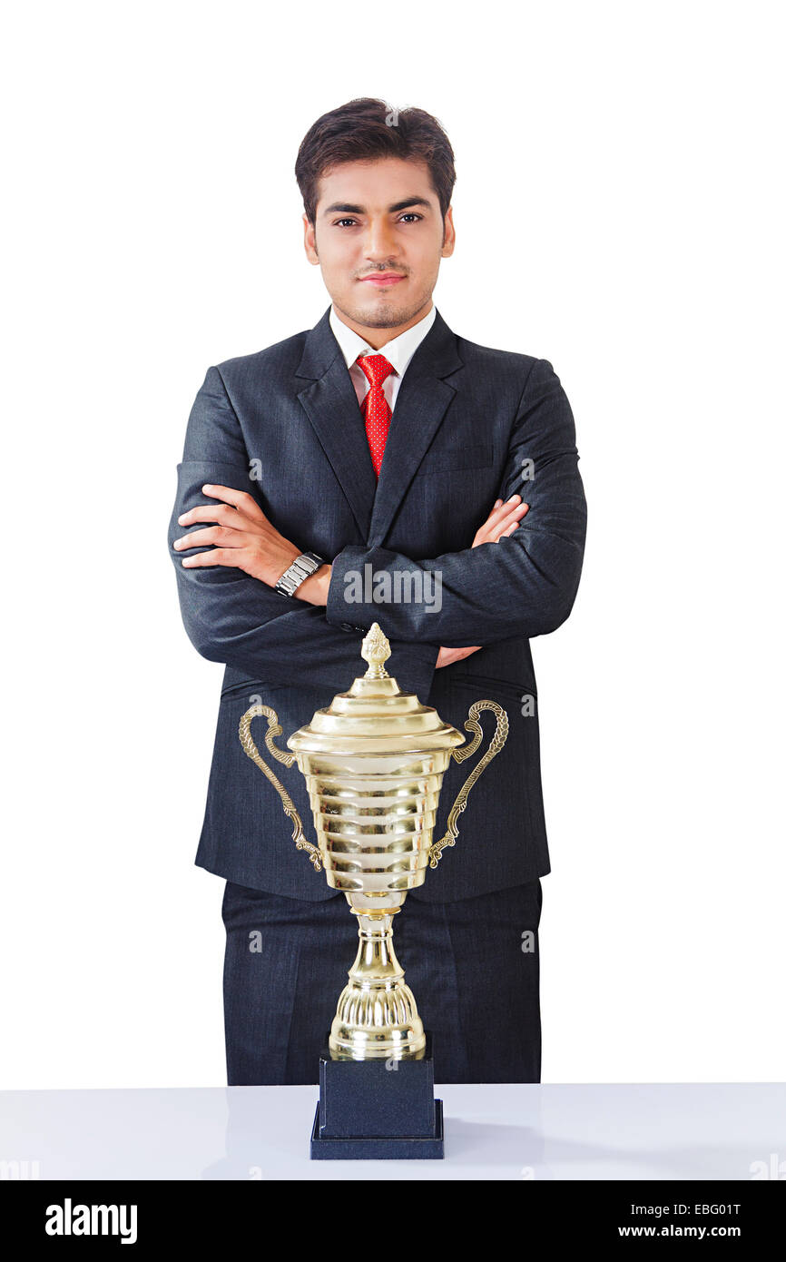 Indian business man la vittoria del Trofeo Award Foto Stock