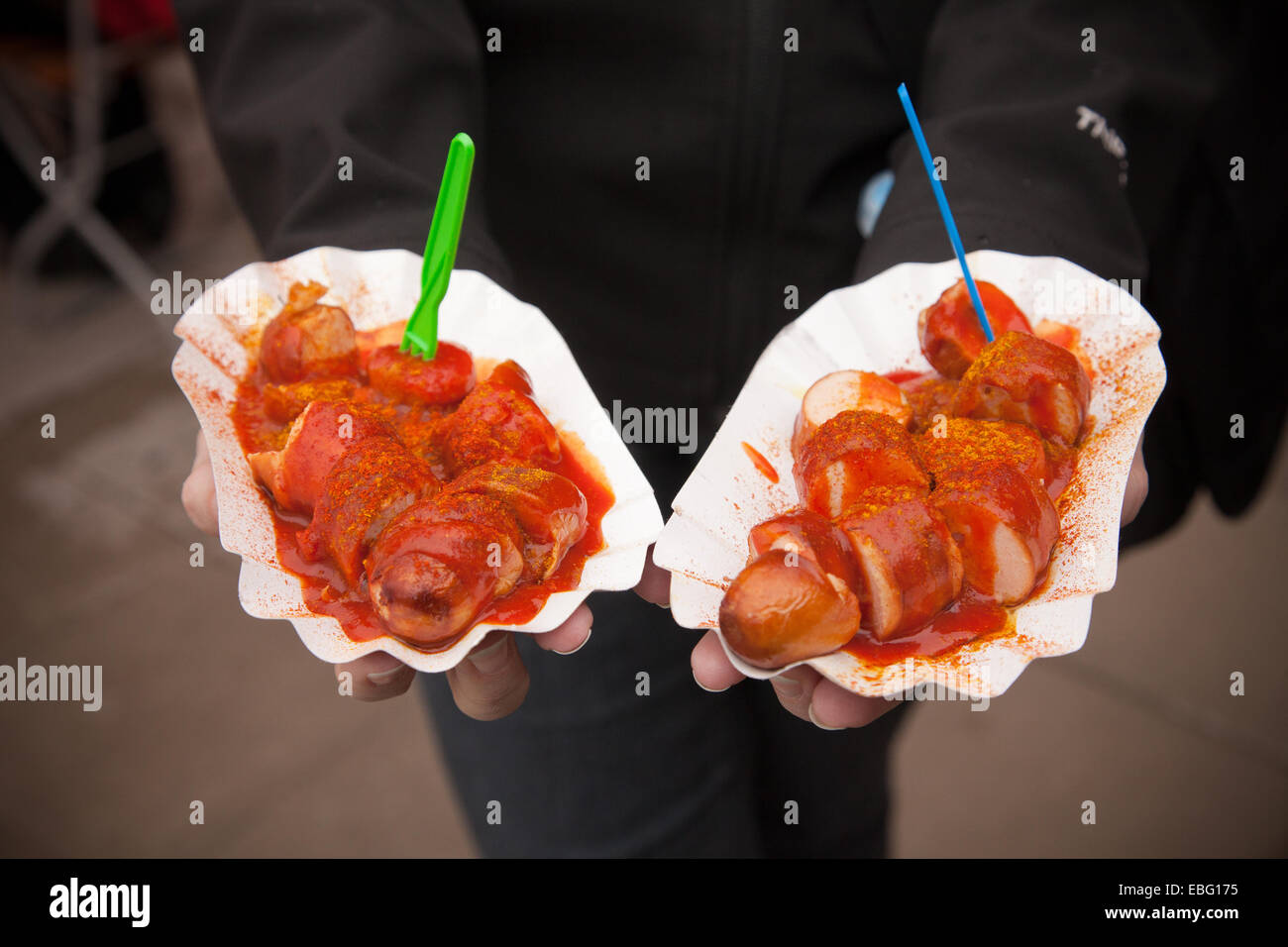 Currywurst. Berlino, Germania. Foto Stock