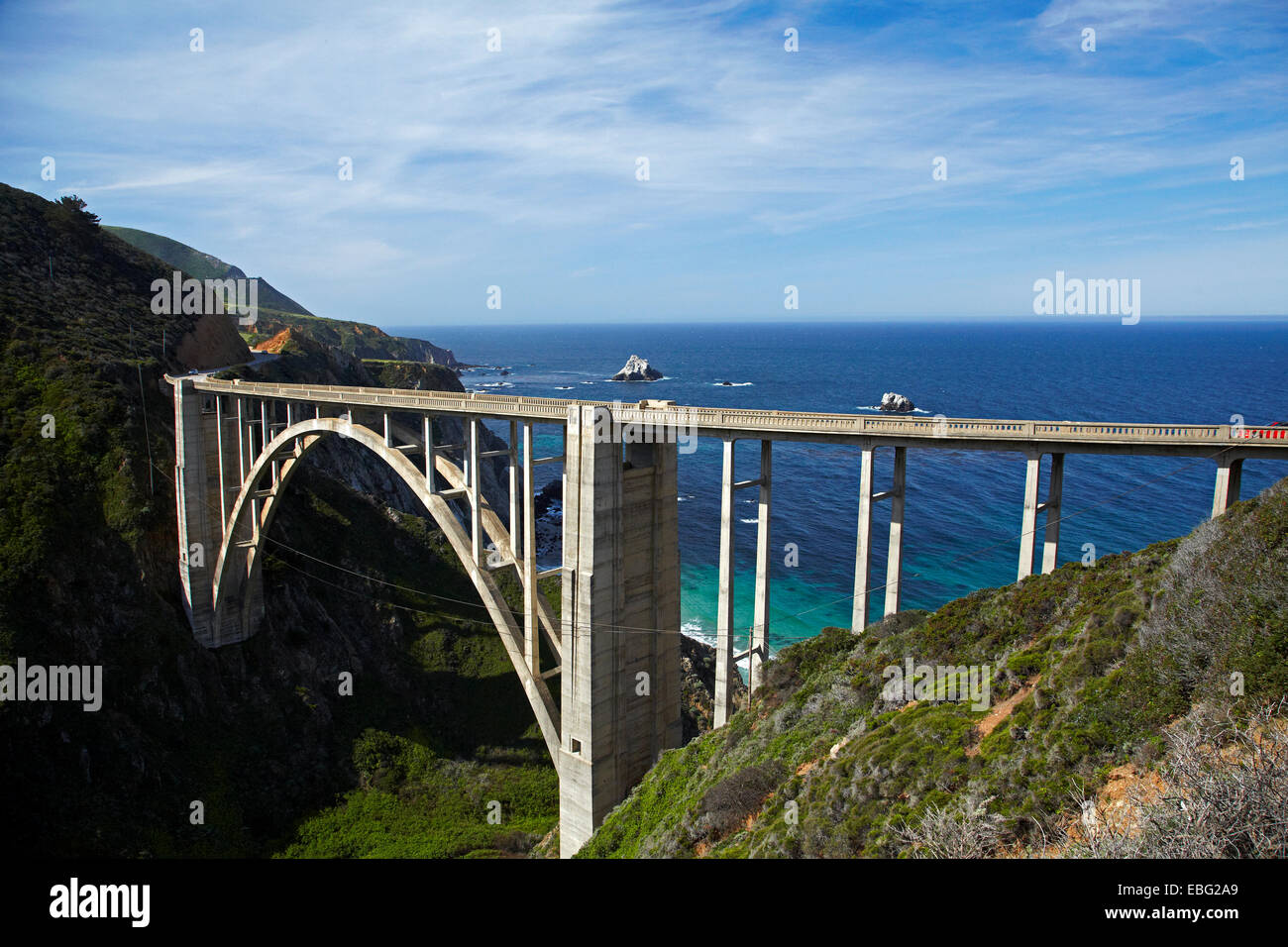 Bixby Creek Bridge, Pacific Coast Highway, Big Sur, Central Coast, CALIFORNIA, STATI UNITI D'AMERICA Foto Stock