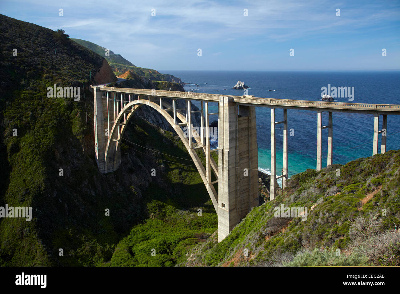 Bixby Creek Bridge, Pacific Coast Highway, Big Sur, Central Coast, CALIFORNIA, STATI UNITI D'AMERICA Foto Stock