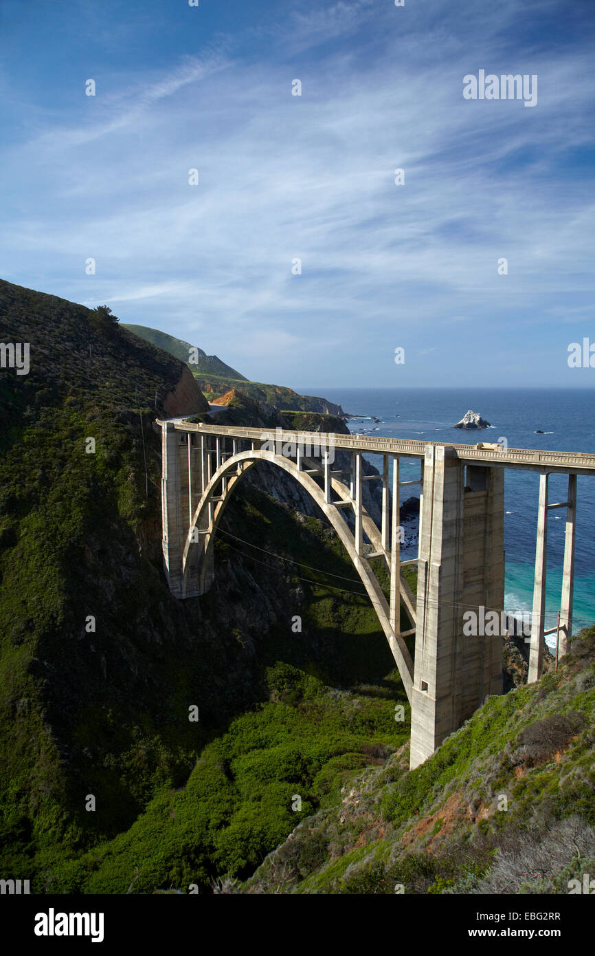 Bixby Creek Bridge, Pacific Coast Highway, Big Sur, Central Coast, CALIFORNIA, STATI UNITI D'AMERICA Foto Stock