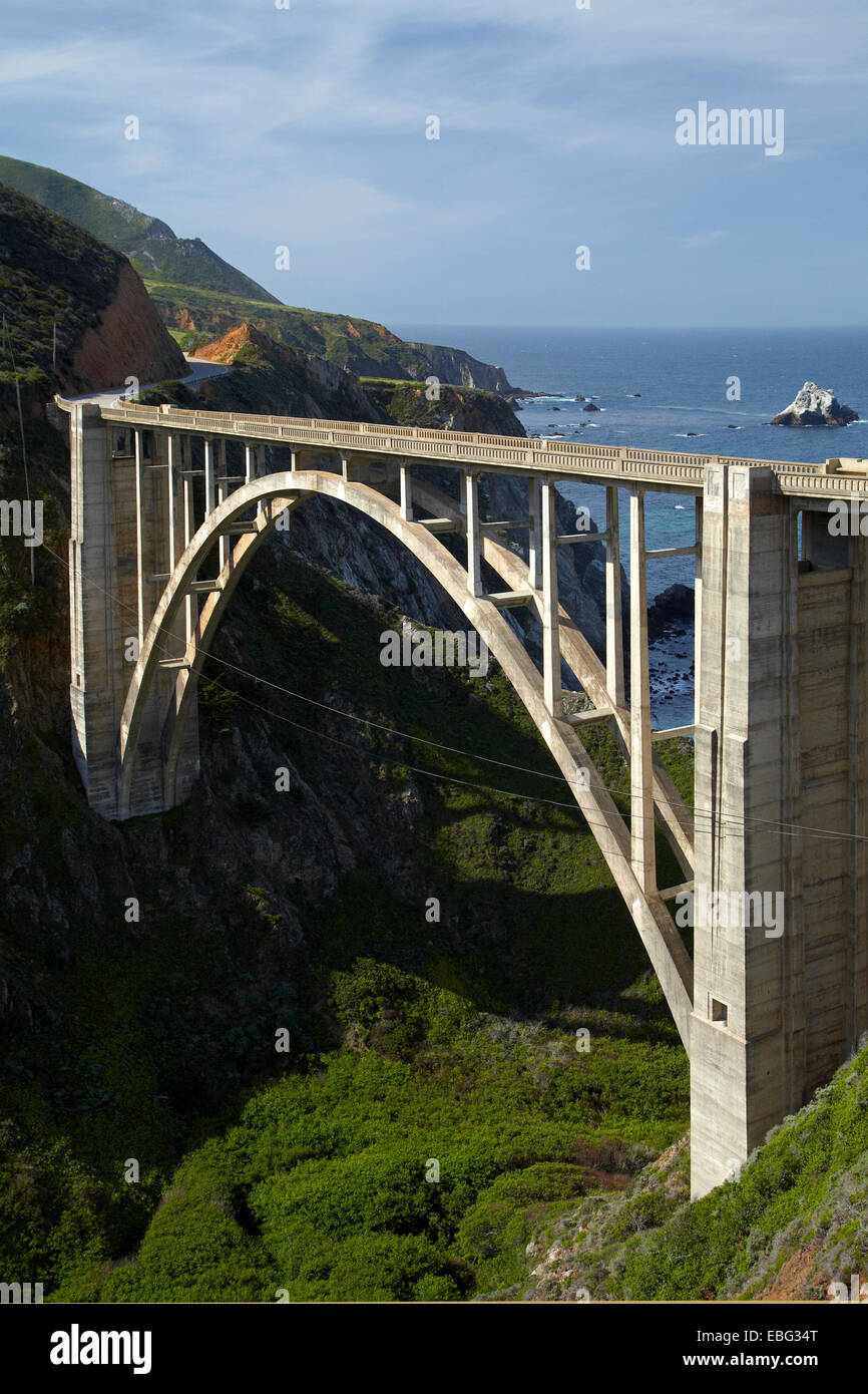 Bixby Creek Bridge, Pacific Coast Highway, Big Sur, Central Coast, CALIFORNIA, STATI UNITI D'AMERICA Foto Stock