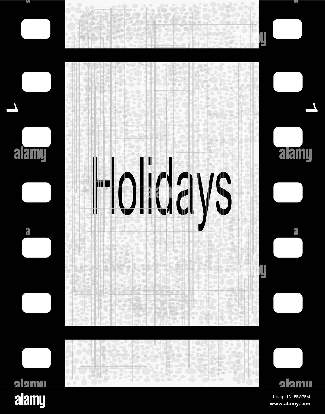Una striscia di pellicola con il testo vacanze Foto Stock