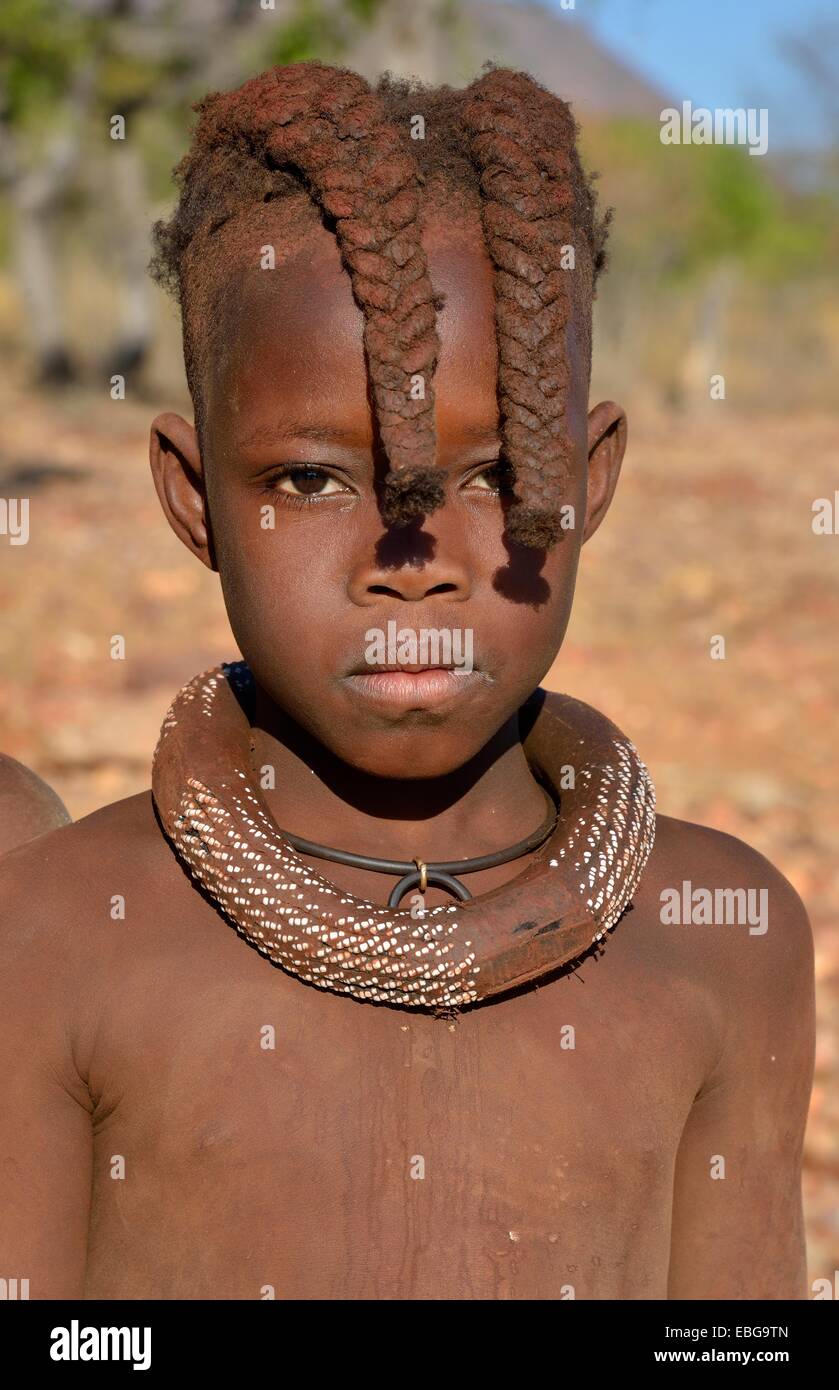 Ragazza Himba, ritratto, Okongwati, Kaokoland, Kunene, Namibia Foto Stock