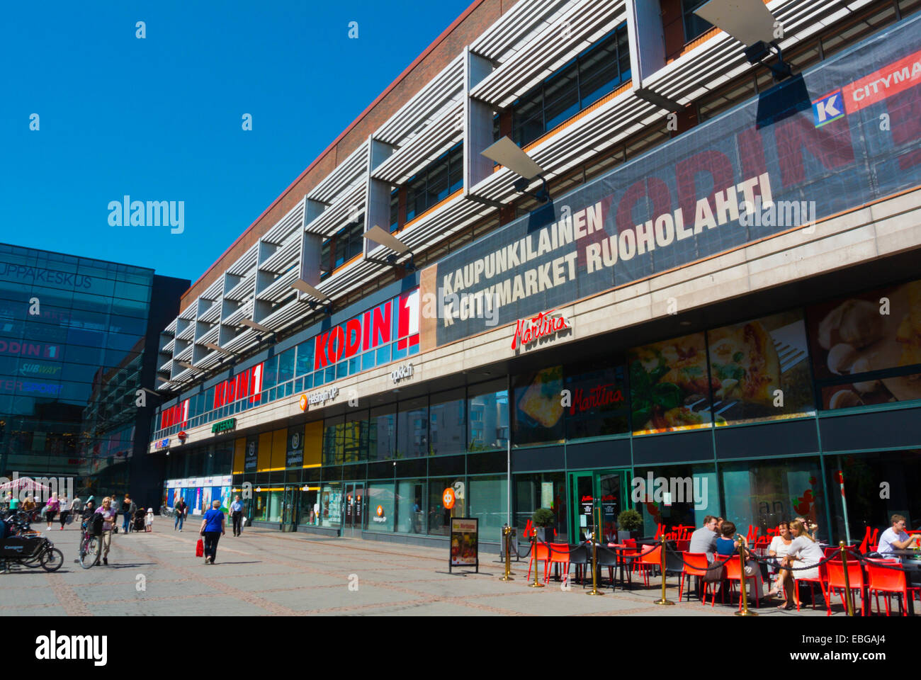 Shopping Centre, il quartiere di Ruoholahti, Helsinki, Finlandia, Europa Foto Stock