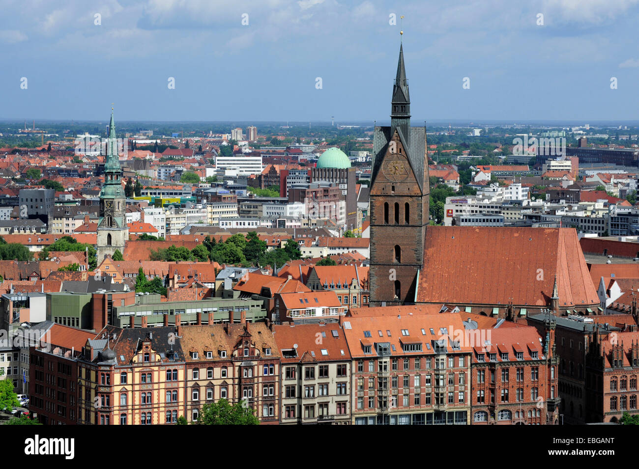 Centro storico della città con la Marktkirche o mercato Chiesa di Hannover, Bassa Sassonia, Germania Foto Stock