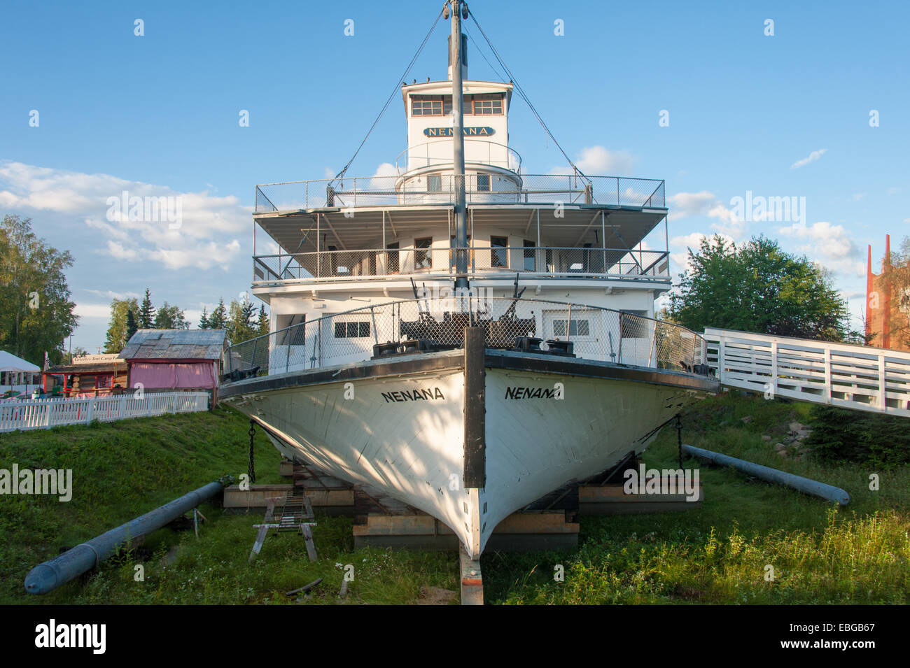 Nenana ferry boat in Pioneer Park , Fairbanks Alaska Foto Stock