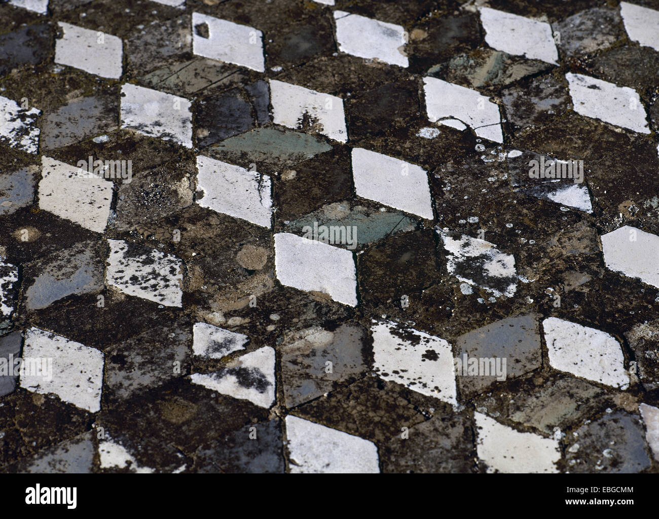 Arte romana. Mosaico. Opus sectile. Il marmo. Casa del Fauno. Pompei. L'Italia. Foto Stock