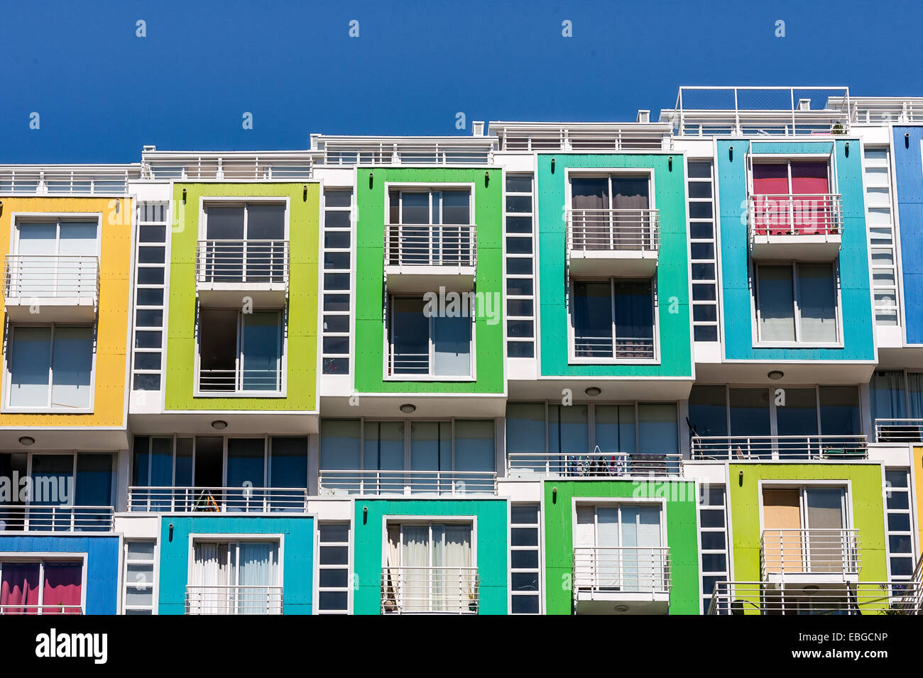 Appartamenti Colorati in Valparaiso, in Cile. Foto Stock