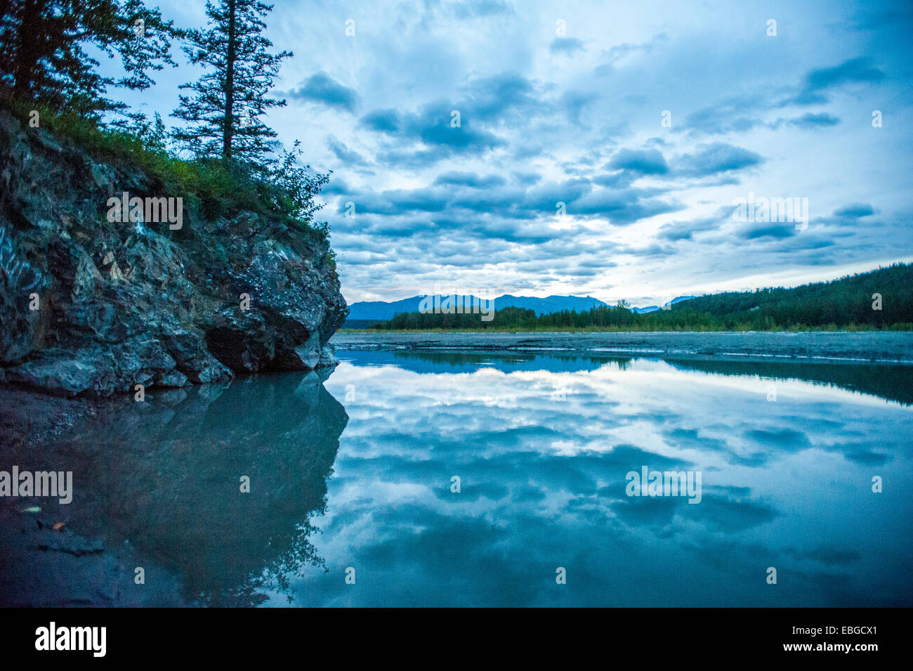 Matanuska fiume al tramonto Foto Stock