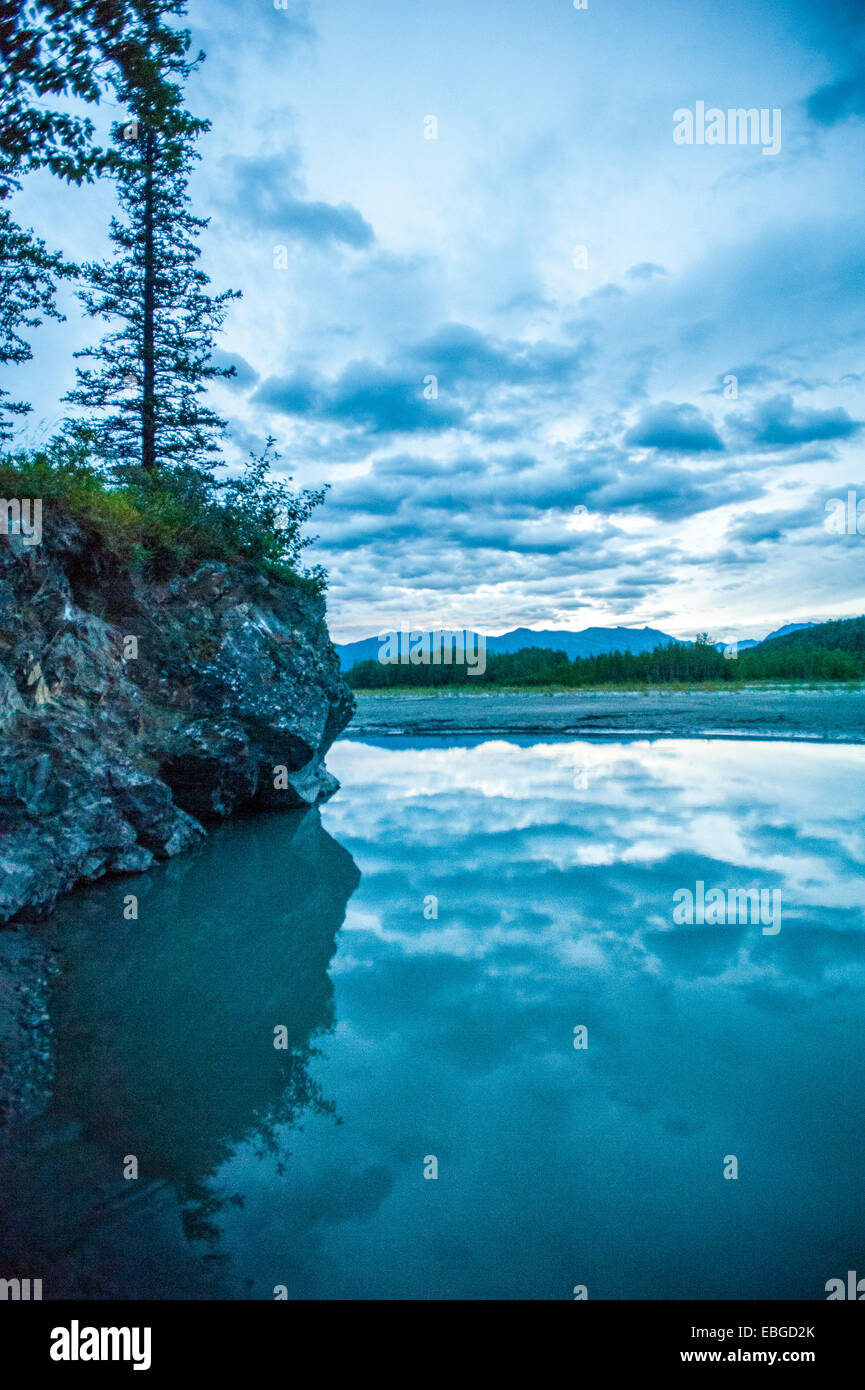 Matanuska fiume al tramonto Foto Stock