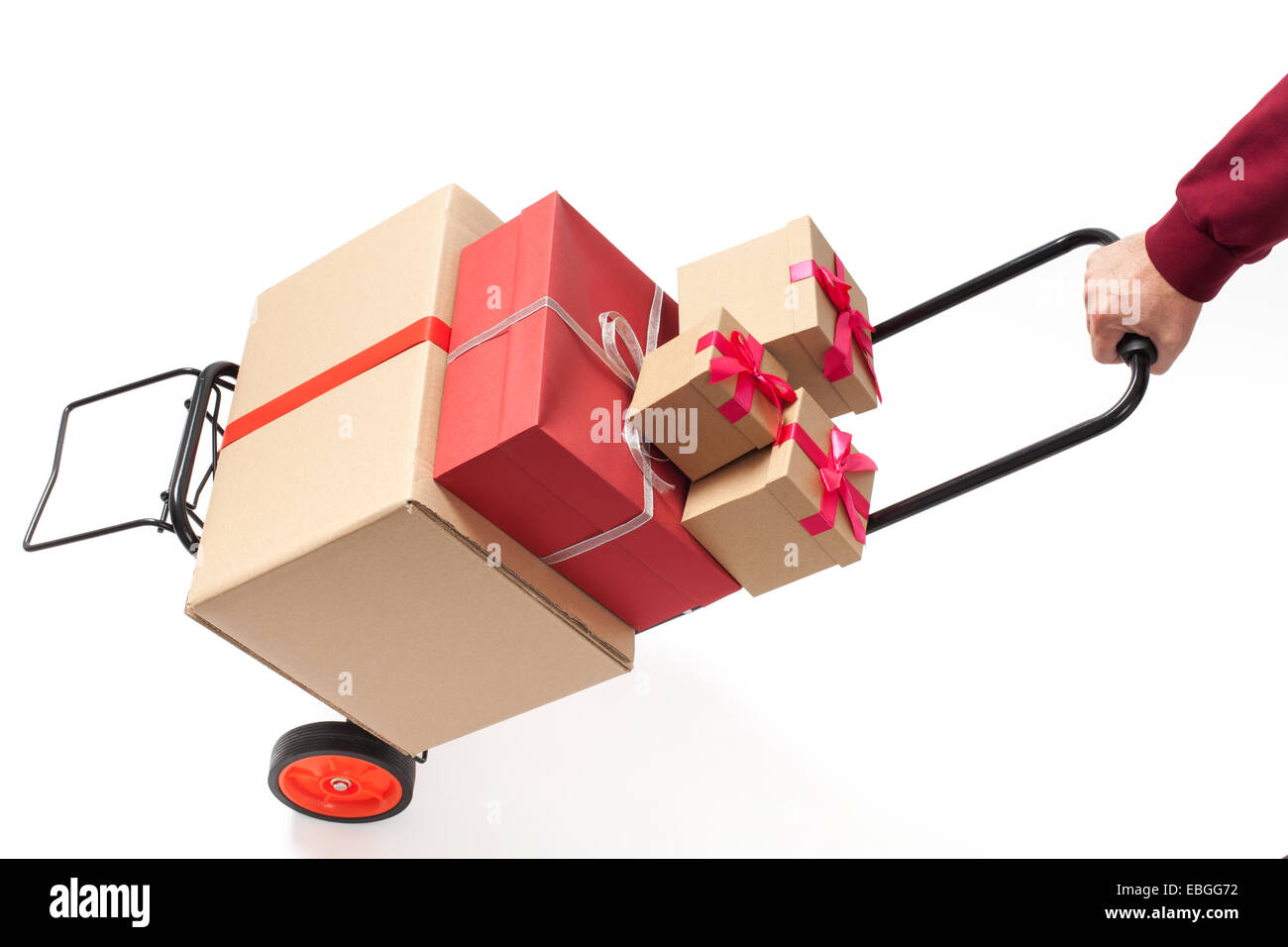 Carrello - il carrello con diverse caselle gifs isolati su sfondo bianco Foto Stock