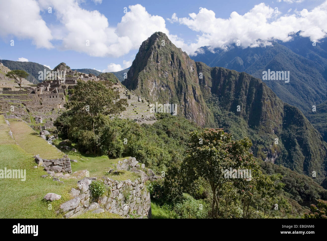 Vista di Machu Picchu, Perù, Aguas Calientes Foto Stock