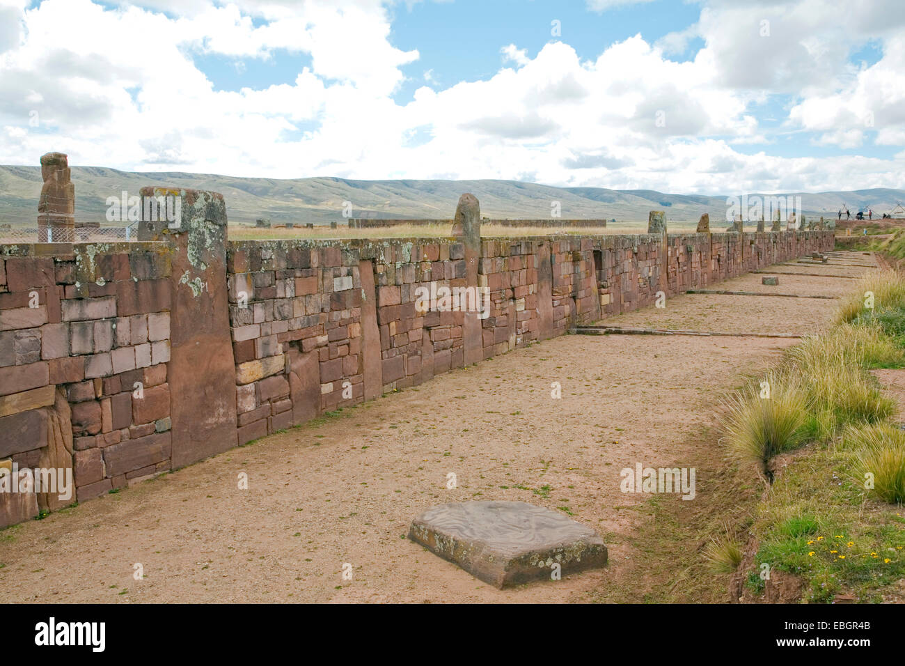 Parete in rovine di Tiwanaku, Bolivia, Tiwanaku Foto Stock