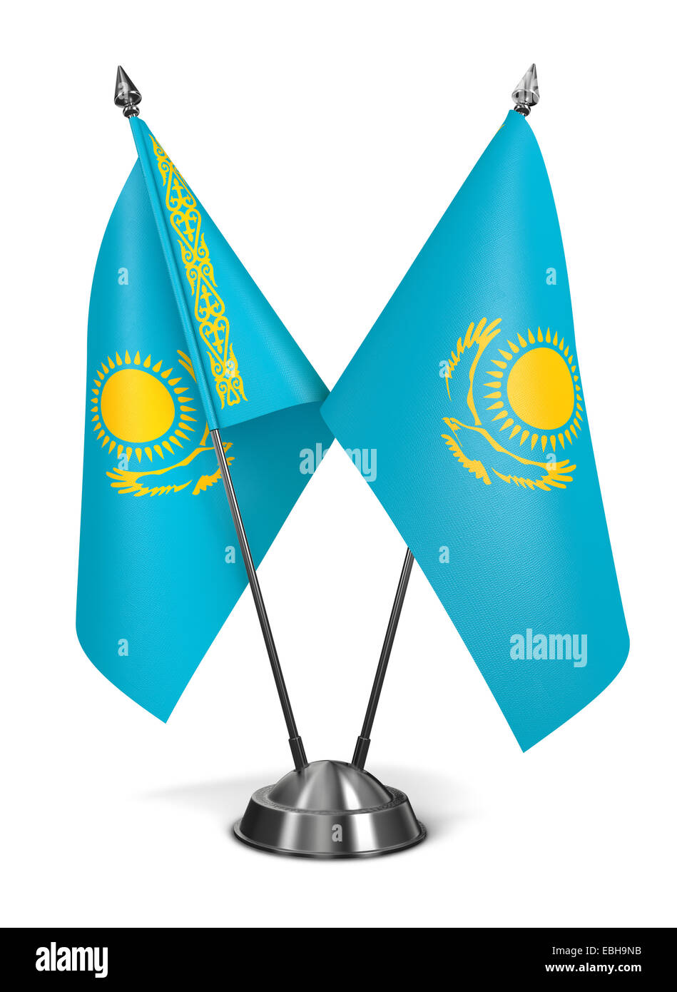 Kazakhstan - Bandiere in miniatura isolati su sfondo bianco. Foto Stock