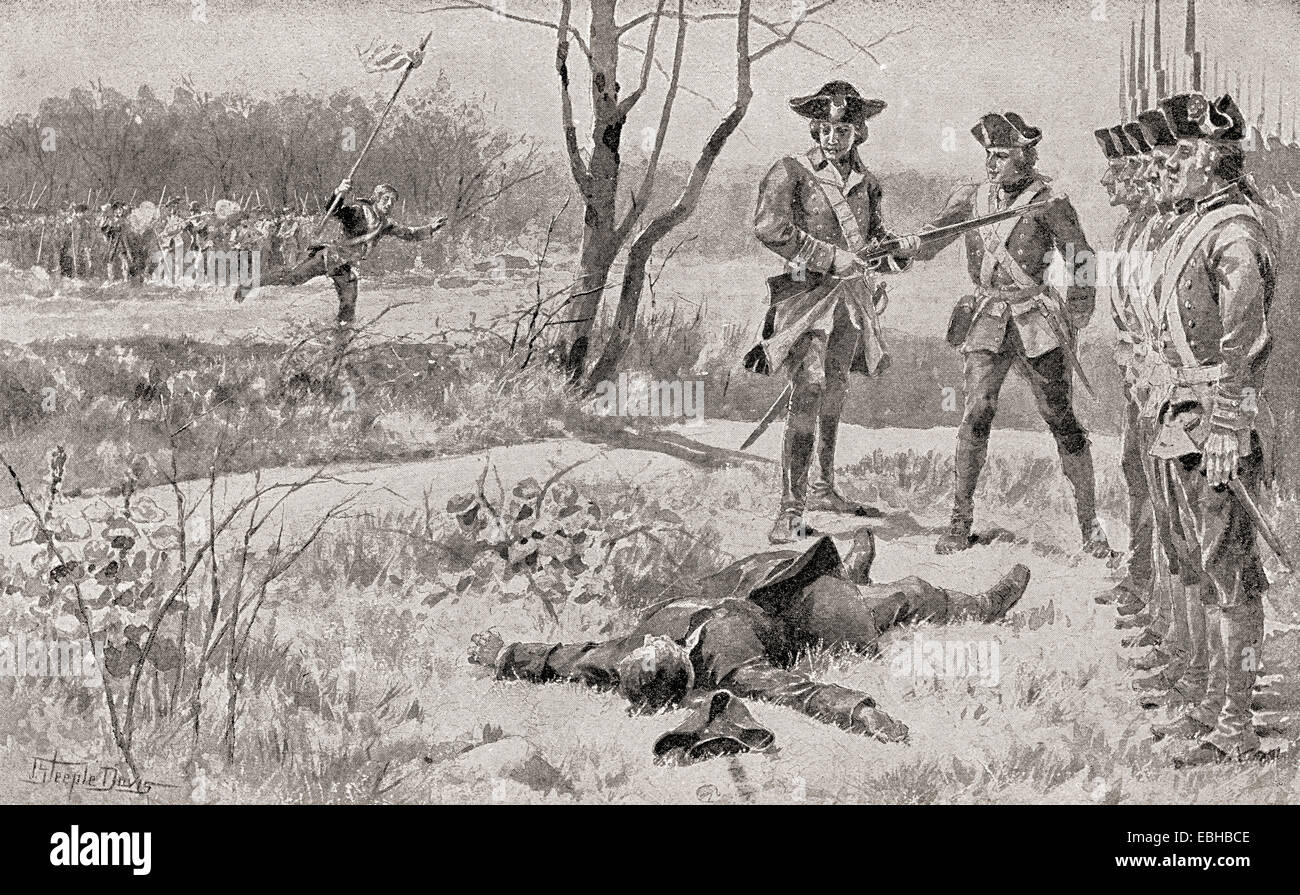 La battaglia di Alamance, vicino grande Alamance Creek, Alamance County, Carolina del Nord, America, 16 maggio 1771. Foto Stock