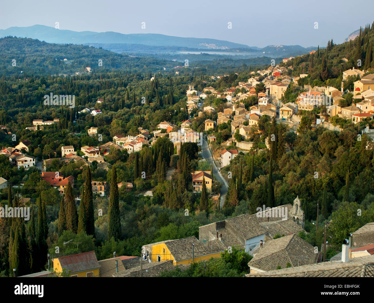 Vista di hilltown, Sardegna, Italia Foto Stock