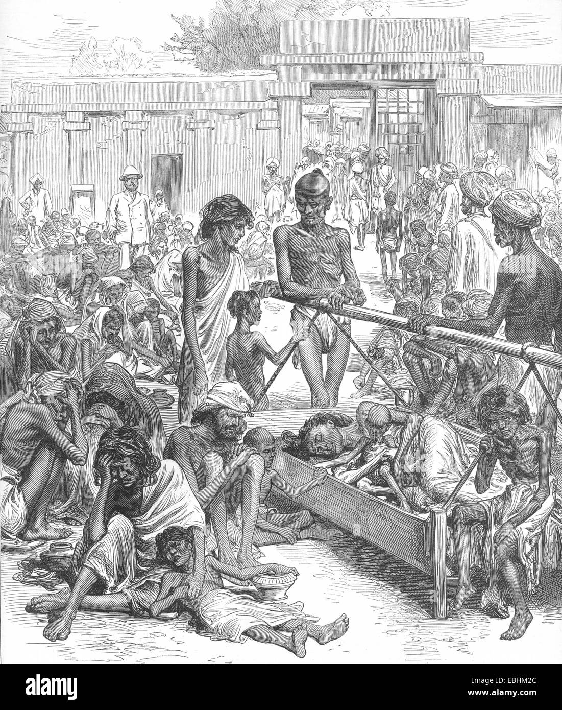 INDIAN carestia in attesa per il sollievo a Bangalore dal Illustrated London News 20 ottobre 1877 Foto Stock