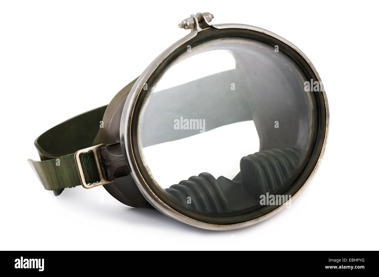 Maschera subacquea su sfondo bianco Foto Stock