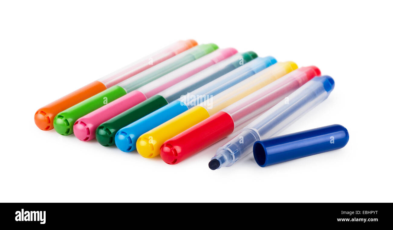 Multicolore di pennarelli su sfondo bianco Foto stock - Alamy