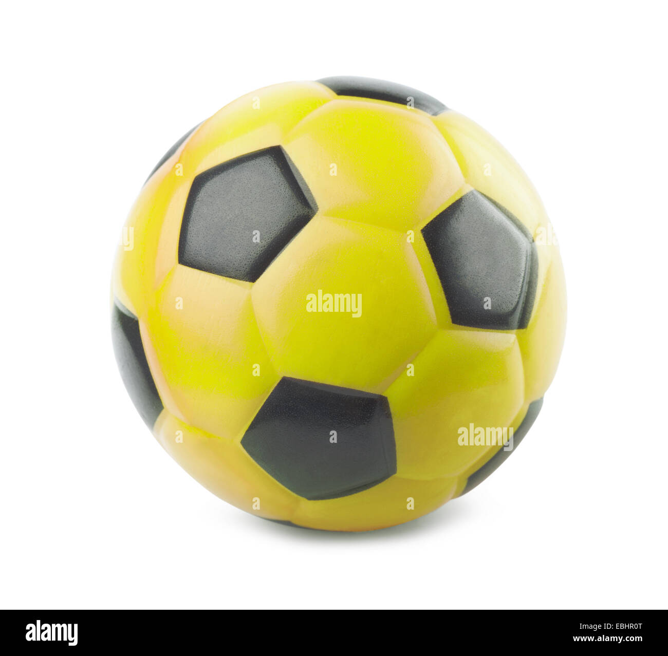 Giallo Pallone da calcio su sfondo bianco Foto Stock