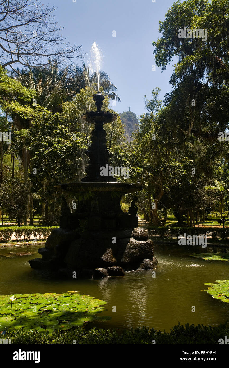 Fontana nel giardino botanico di Rio de Janeiro in Brasile. Foto Stock