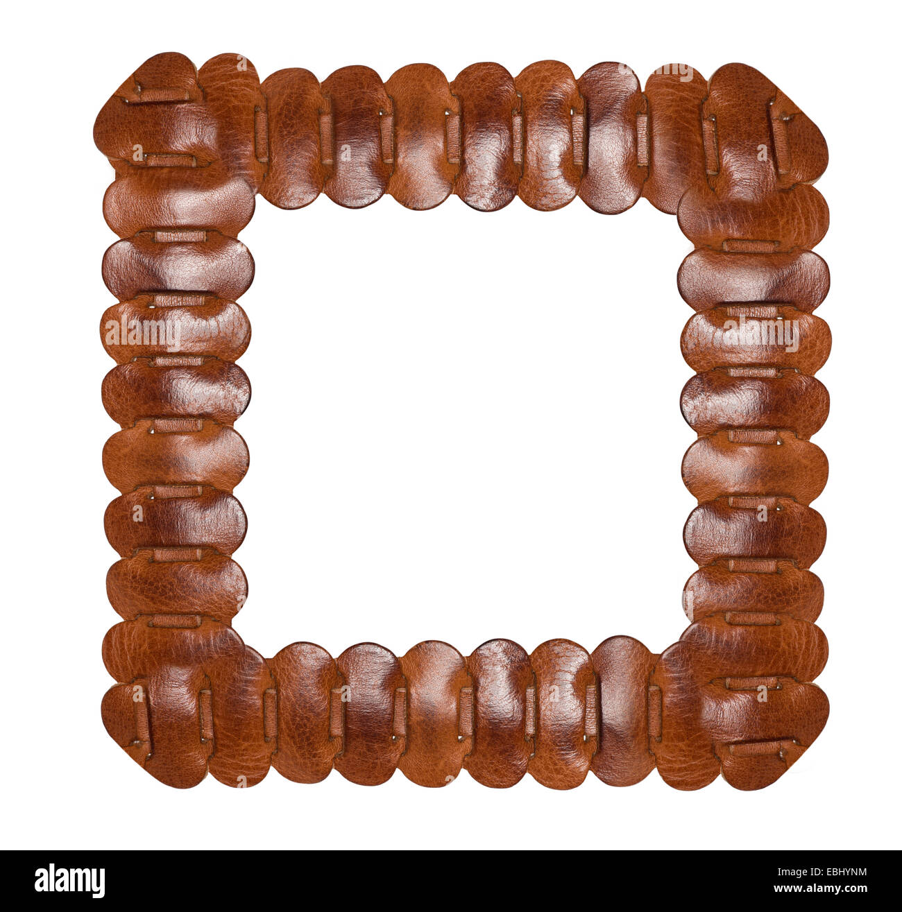 Cuoio intrecciato photo frame isolati su sfondo bianco Foto Stock