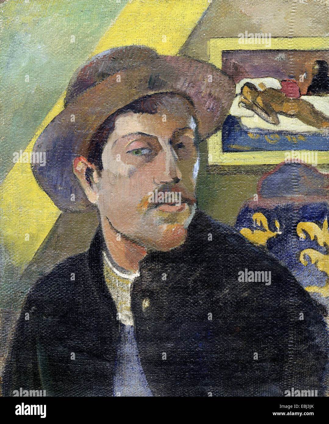 Paul Gauguin, autoritratto con un cappello. Circa 1893-1894. Olio su tela. Musée d'Orsay, Parigi, Francia. Foto Stock