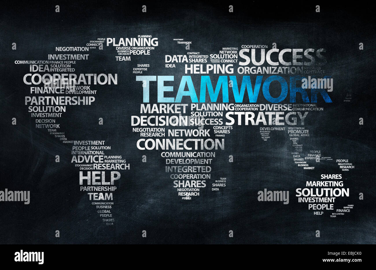 Blackboard istruzione mondo concetto del lavoro di squadra Foto Stock