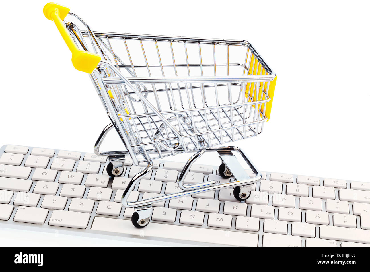 Carrello spesa sulla tastiera del computer Foto Stock