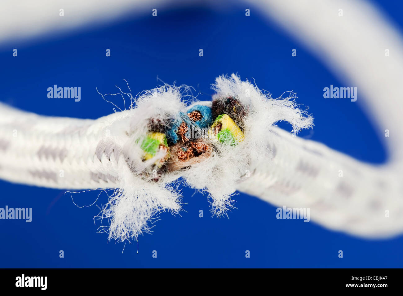 Tagliare il cavo di alimentazione che simboleggia una mancanza di energia elettrica Foto Stock