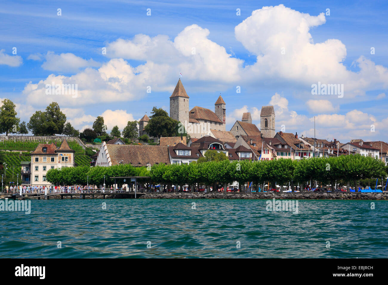 Il Castello di Rapperswil sulla riva del lago di Zurigo, Svizzera, San Gallo Foto Stock