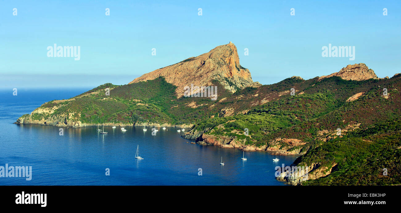 Vista di Capo Rosso, Francia, Corsica Foto Stock