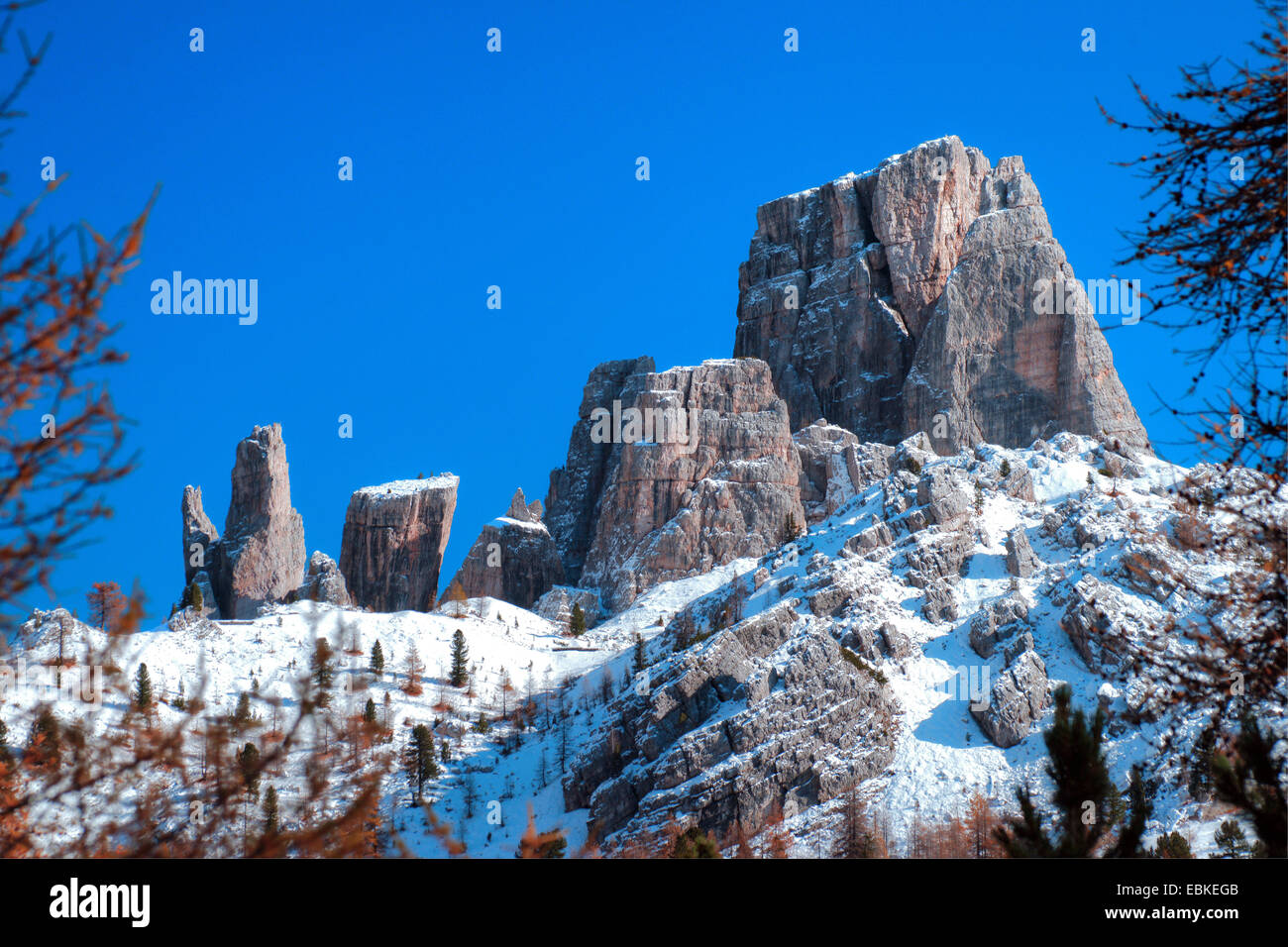 Cinque Torri, Italia, Alto Adige, Dolomiti Foto Stock