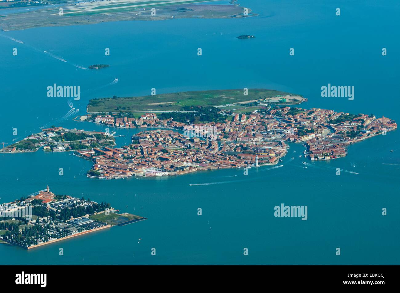 Vista aerea dell'isola di Murano, laguna di Venezia, Italia e Europa Foto Stock