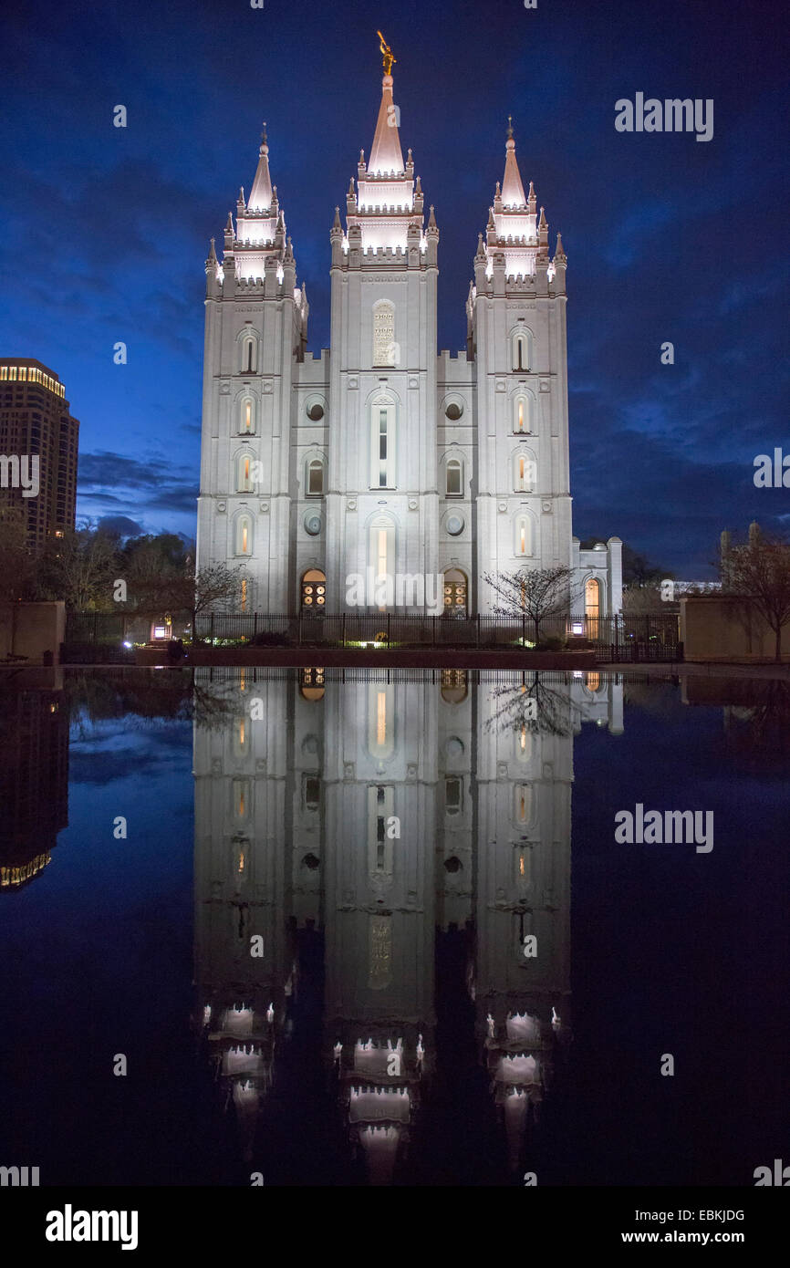 Salt Lake City, Utah - Tempio di Salt Lake della Chiesa di Gesù Cristo dei Santi degli Ultimi Giorni (mormoni). Foto Stock