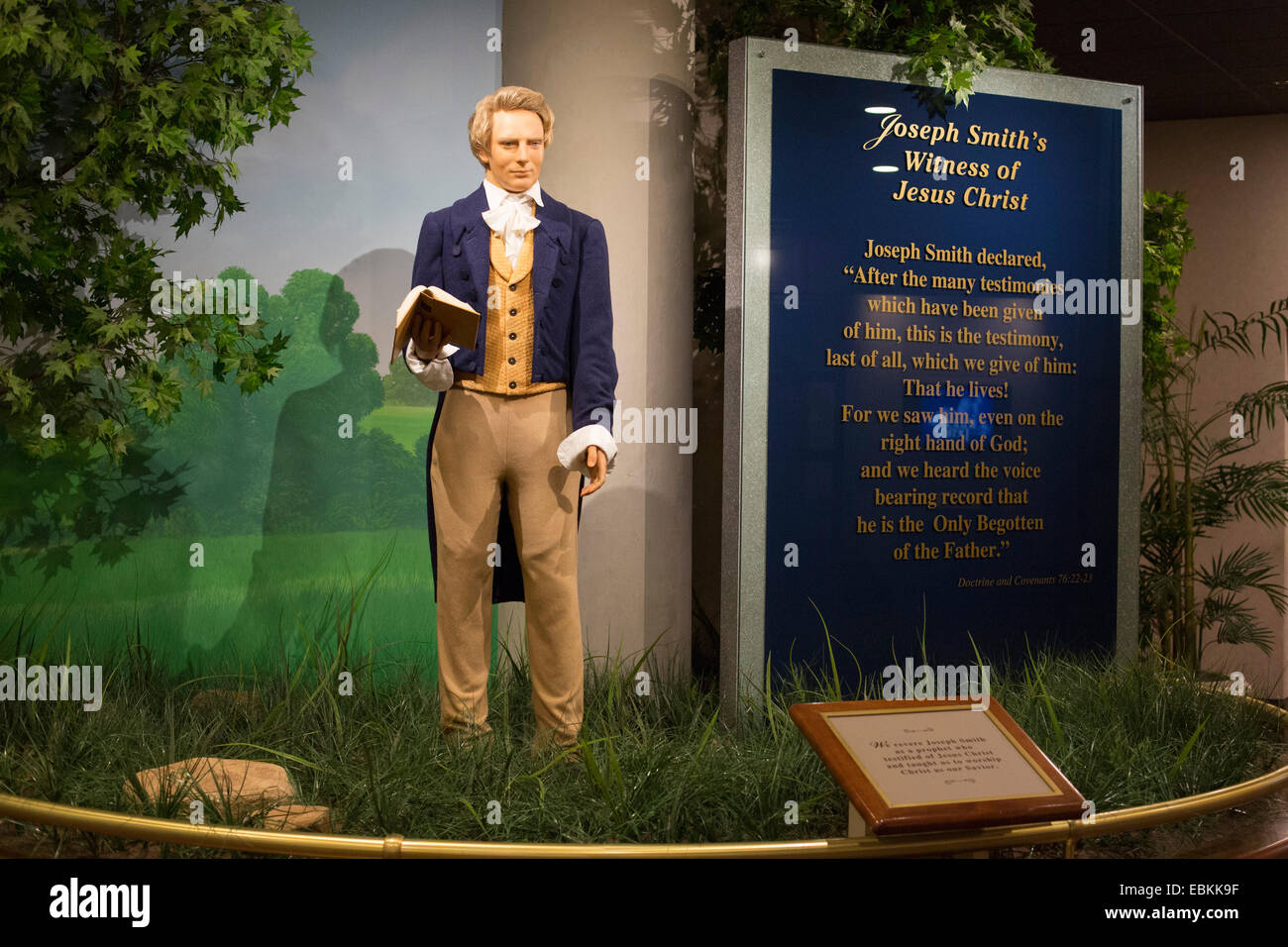 Salt Lake City, Utah - una somiglianza di Joseph Smith, fondatore della Chiesa di Gesù Cristo dei Santi degli Ultimi Giorni (mormoni). Foto Stock