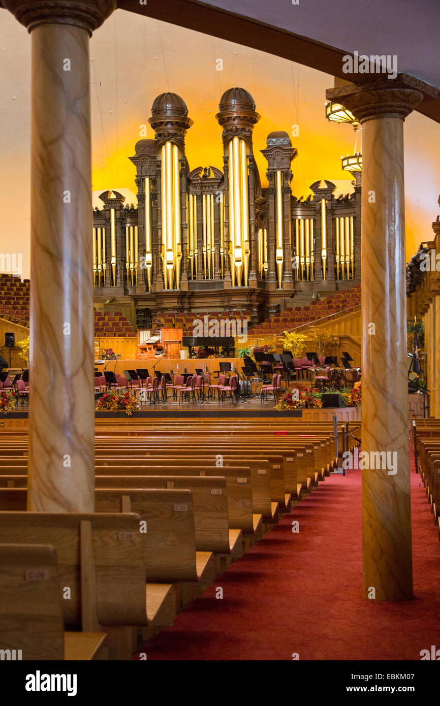 Salt Lake City, Utah - il tabernacolo mormone, casa del Mormon Tabernacle Choir. Foto Stock