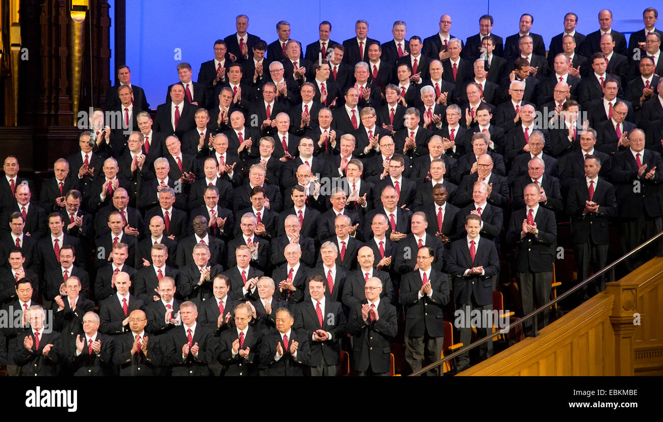 Salt Lake City, Utah - Uomini di Mormon Tabernacle Choir. Foto Stock