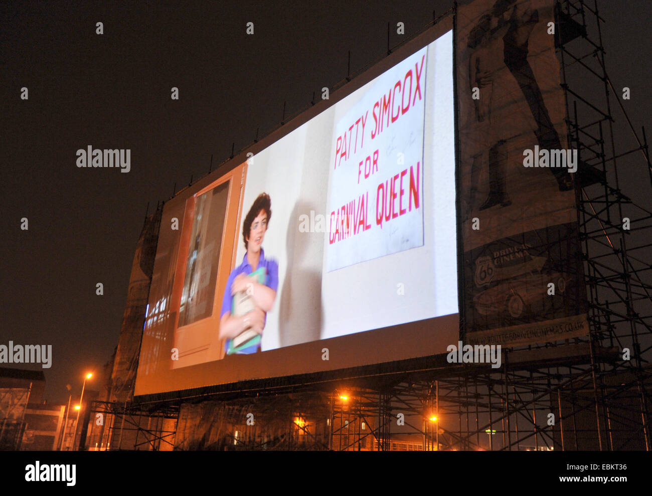 Drive in cinema in Liverpool, UK, mostrando il grasso Foto Stock