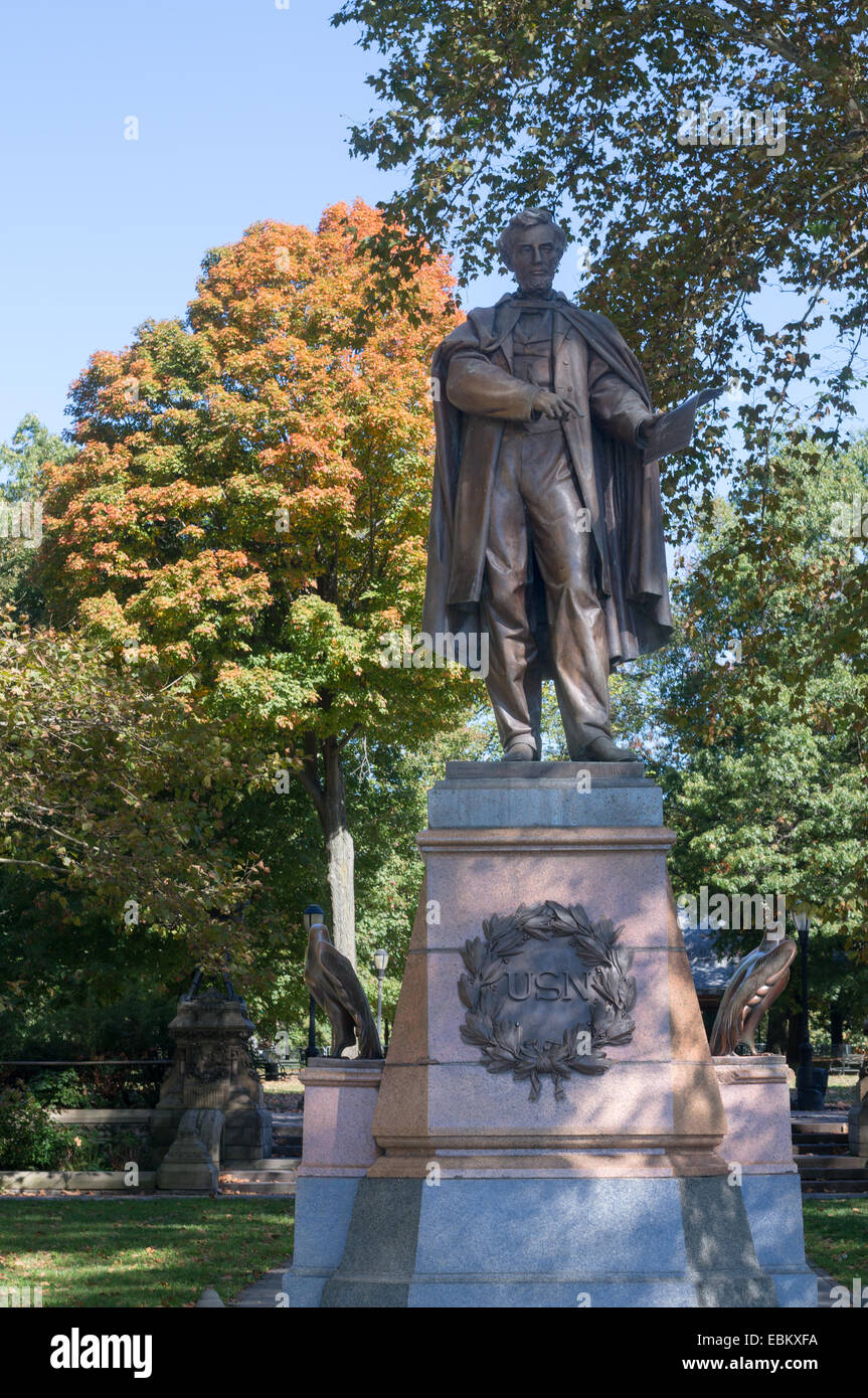 Statua di bronzo di Abraham Lincoln entro il Prospect Park di Brooklyn, New York, Stati Uniti d'America Foto Stock