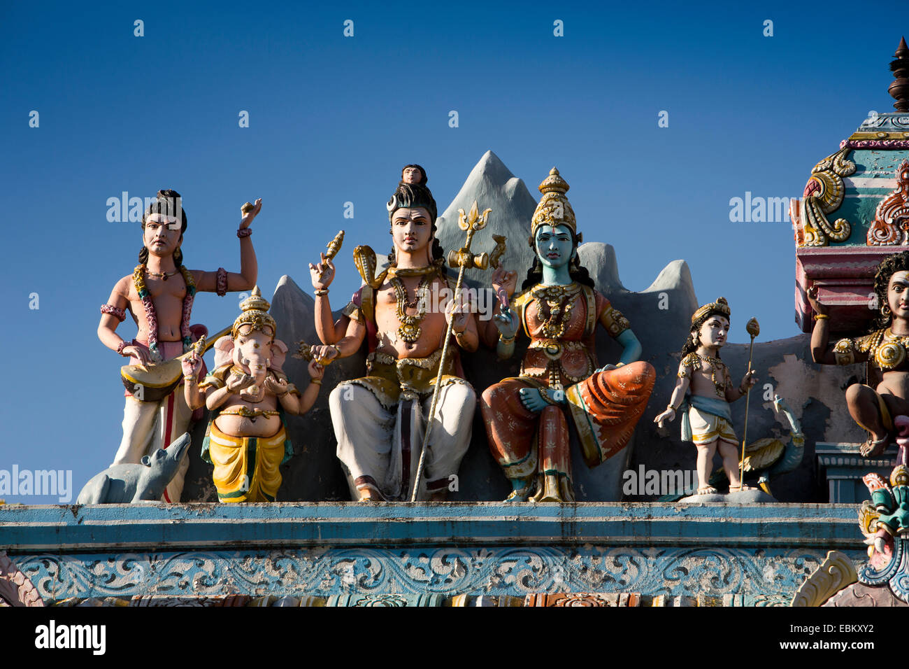 Mauritius Grand Baie, Surya Oudaya Sangam Tamil Hindu Temple figura di Shiva Foto Stock