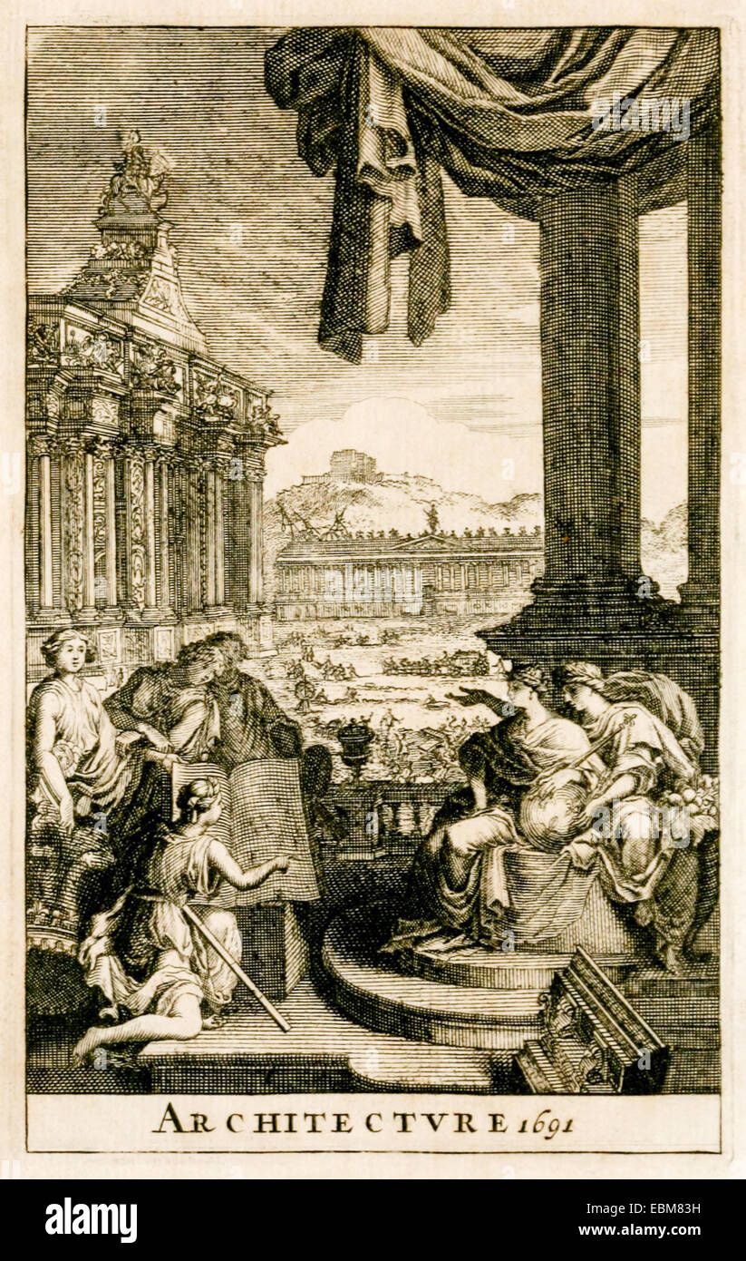 Frontespizio da "l'architettura generale de Vitruve" pubblicata nel 1681. Vedere la descrizione per maggiori informazioni. Foto Stock