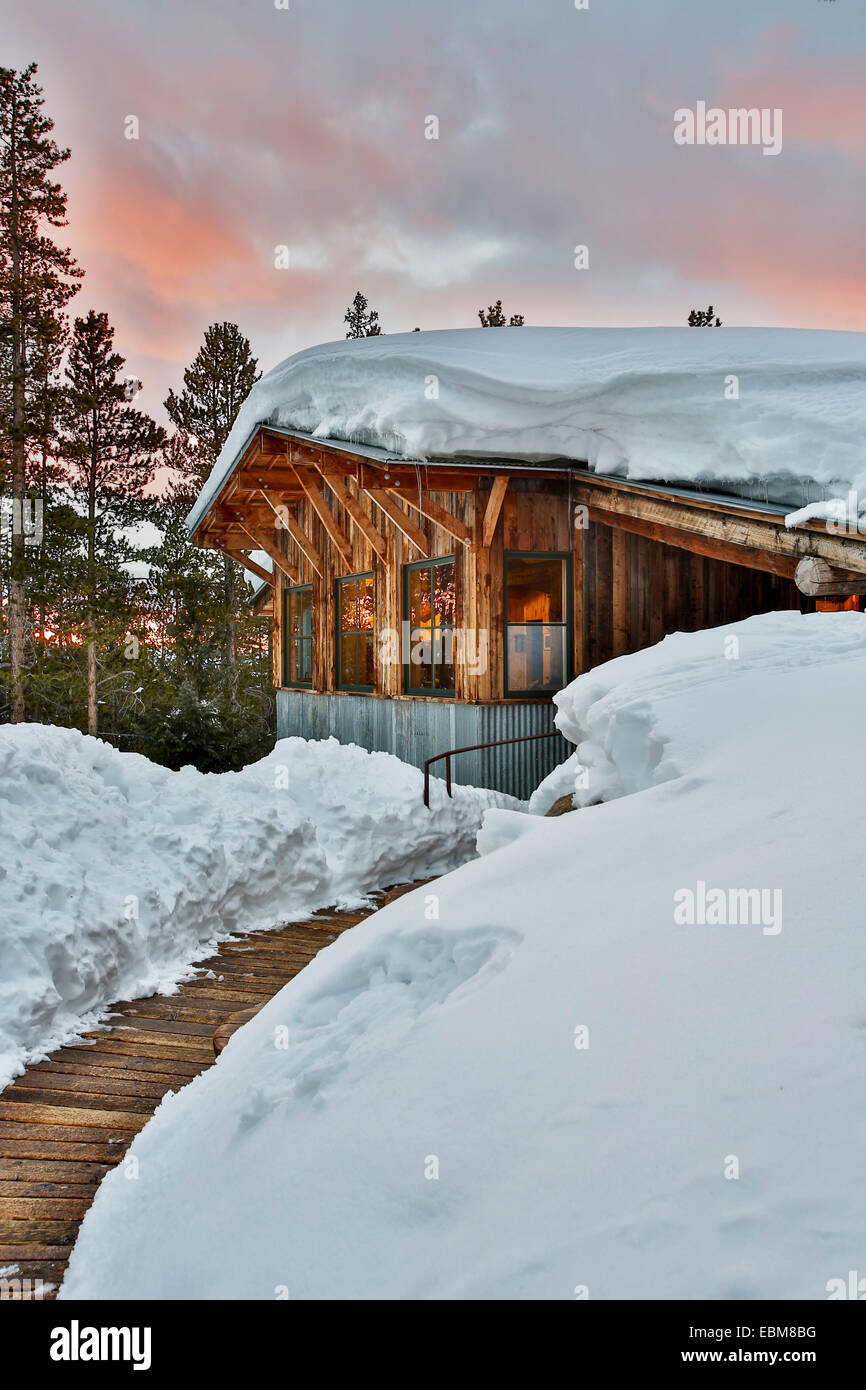 Coperte di neve Fritz capanna, Benedetto capanne, vicino a Aspen Colorado, STATI UNITI D'AMERICA Foto Stock