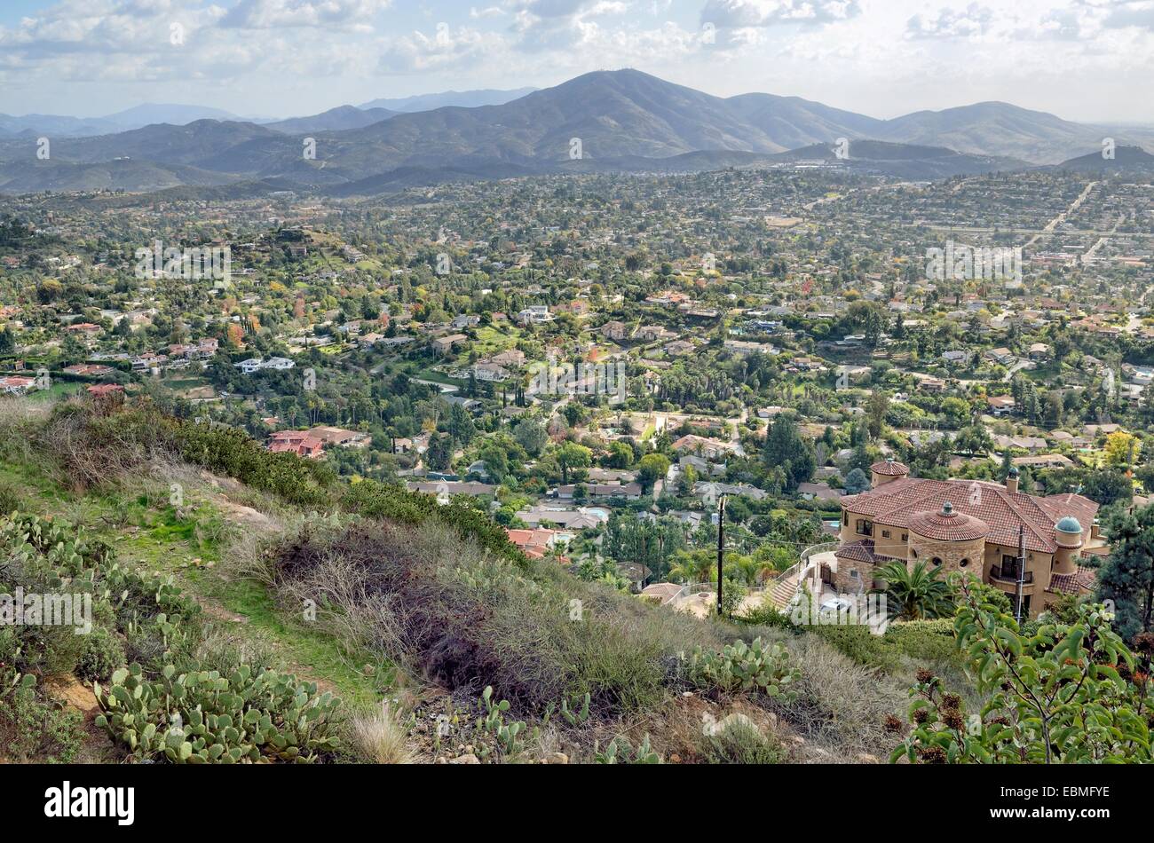 Vista dal Monte Helix su parti orientali della città di San Diego, il Monte Helix, San Diego, California, Stati Uniti Foto Stock