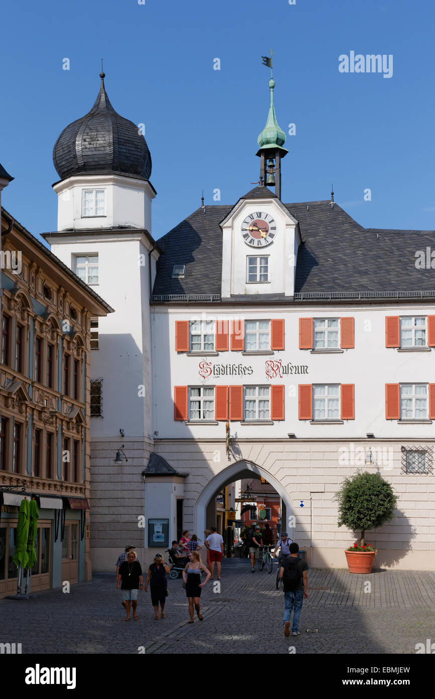 Il museo municipale, Mittertor gate, Rosenheim, Alta Baviera, Baviera, Germania Foto Stock